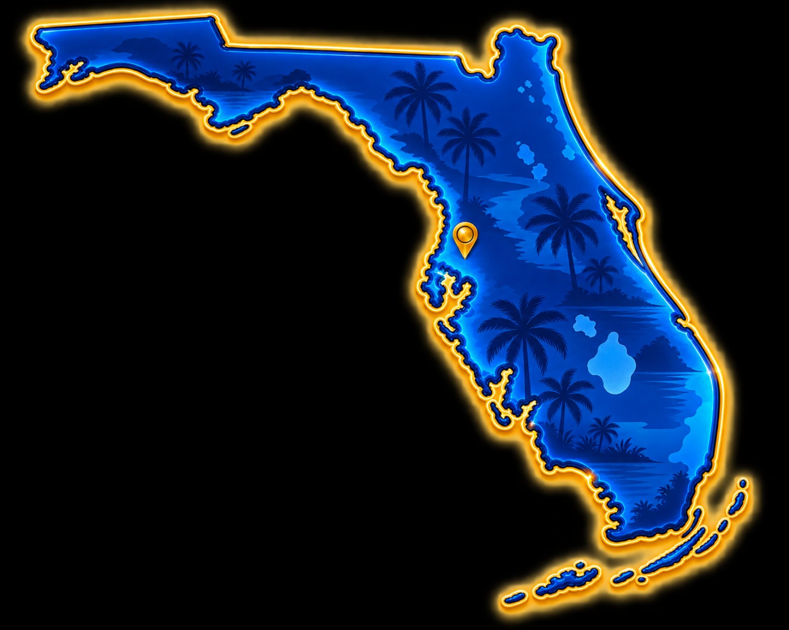 Florida map highlighting the Tampa Bay area